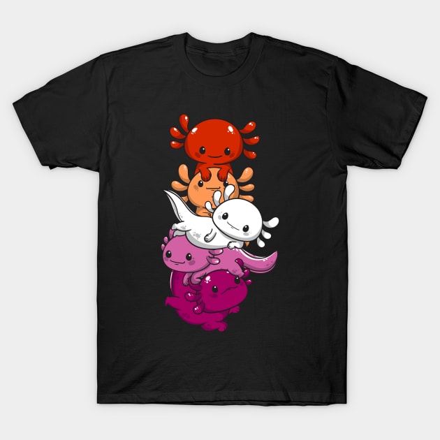 Subtle Lesbian Pride Flag Kawaii Axolotl LGBTQ T-Shirt by Alex21